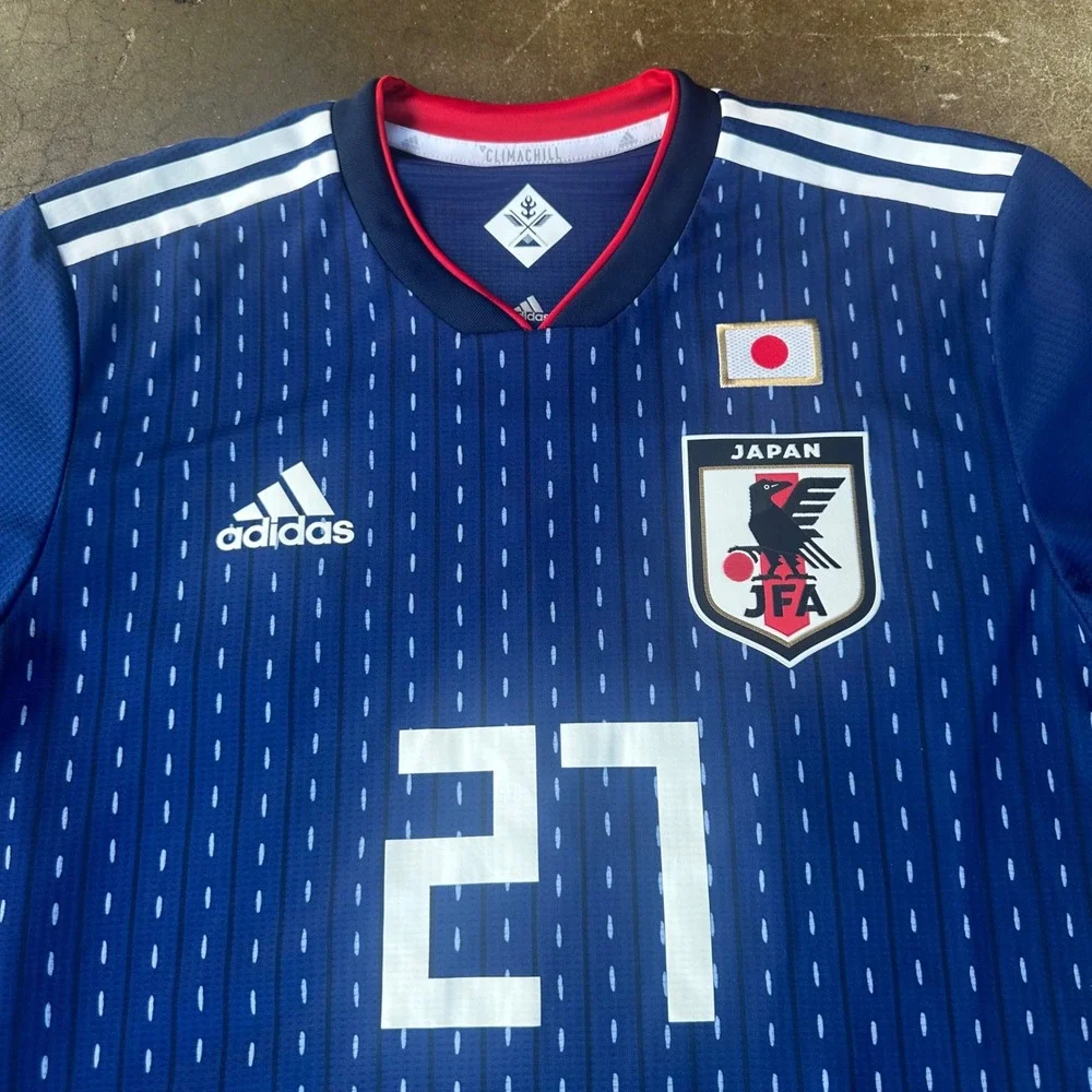 Adidas Soccer Jersey Men Medium Blue Excellent 2018 Japan Kubo 27 CV5640